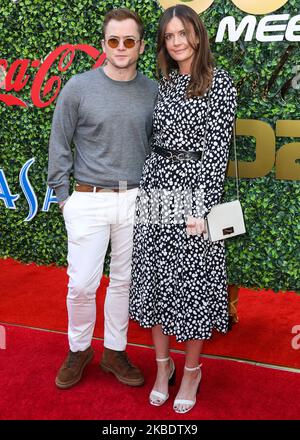 BEVERLY HILLS, LOS ANGELES, KALIFORNIEN, USA - 04. JANUAR: Taron Egerton und Emily Thomas kommen zum jährlichen Gold Meets Golden Event 7., das am 4. Januar 2020 in Beverly Hills, Los Angeles, Kalifornien, USA, in den Virginia Robinson Gardens and Estate stattfand. (Foto von Xavier Collin/Image Press Agency/NurPhoto) Stockfoto