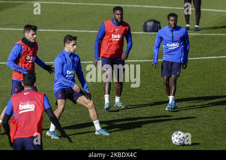 Samuel Umtiti während des Trainings der offenen Türen des FC Barcelona und im Johan Cruyff Stadium am 05. Januar 2020 in Barcelona, Spanien. (Foto von Xavier Bonilla/NurPhoto) Stockfoto