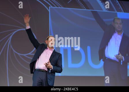 Gordon Burke, ein australischer Autor, Sprecher, Serienunternehmer, Business- und Life-Coach, spricht auf dem Pendulum Summit, dem weltweit führenden Business- und Self-Empowerment Summit, im Dublin Convention Center. Am 8. Januar 2020 in Dublin, Irland. (Foto von Artur Widak/NurPhoto) Stockfoto