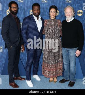 PASADENA, LOS ANGELES, KALIFORNIEN, USA - 08. JANUAR 2020: Nichola Pinnock, Curtis 50 Cent Jackson, Indira Varma und Timothy Busfield treffen bei der TCA Winter Press Tour 2020 von ABC Television ein, die am 8. Januar 2016 im Langham Huntington Hotel in Pasadena, Los Angeles, Kalifornien, USA, stattfand. (Foto von Xavier Collin/Image Press Agency/NurPhoto) Stockfoto