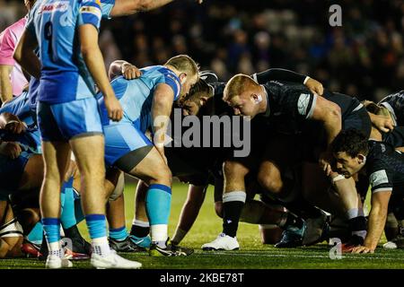 NEWCASTLE UPON TYNE, ENGLAND - JANUARYDurch Trevor Davison von Newcastle Falcons bereitet sich das Greene King IPA Championshit-Spiel zwischen Newcastle Falcons und Doncaster Knights am Freitag, den 10.. Januar 2020 im Kingston Park, Newcastle, vor. (Foto von Chris Lishman/MI News/NurPhoto) Stockfoto