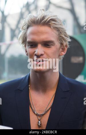 Cody Simpson kommt am 11 2020. Januar auf der Mailänder Modewoche 2020 in Mailand, Italien, zur Emporio Armani Fashion Show (Foto: Mairo Cinquetti/NurPhoto) Stockfoto