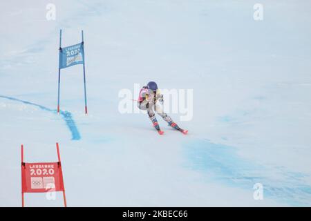 Smilte BIELIUNAITE aus Litauen startet am 12. Januar 2020 im Riesenslalom der Frau bei den Olympischen Winterspielen der Jugend in Lausanne 2020 in Les Diablerets, Schweiz. (Foto von Dominika Zarzycka/NurPhoto) Stockfoto