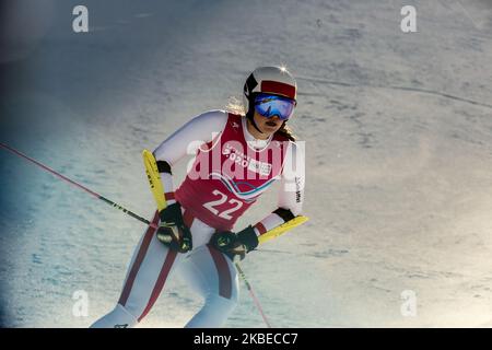 Tritt am 12. Januar 2020 im Riesenslalom der Frau bei den Olympischen Winterspielen der Jugend in Lausanne 2020 in Les Diablerets, Schweiz, an. (Foto von Dominika Zarzycka/NurPhoto) Stockfoto