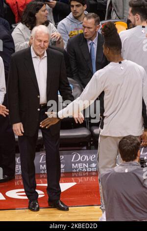 Gregg Popovich Cheftrainer der San Antonio Spurs während des NBA-Saisonspiels Toronto Raptors gegen San Antonio Spurs in der Scotiabank Arena am 12. Januar 2020 in Toronto, Kanada (San Antonio Spurs gewann 105-104) (Foto: Anatoliy Cherkasov/NurPhoto) Stockfoto