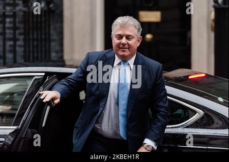 Brandon Lewis, Staatsminister für Sicherheit und Stellvertreter des EU-Austritts und der Vorbereitung auf keine Abmachung, kommt in der Downing Street im Zentrum von London an, um an einer Kabinettssitzung am 14. Januar 2020 in London, England, teilzunehmen. (Foto von Wiktor Szymanowicz/NurPhoto) Stockfoto