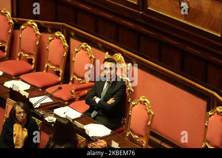 Der Minister für auswärtige Angelegenheiten und internationale Zusammenarbeit, Luigi Di Maio, während der Sitzung in der Senatskammer am 15. Januar 2020 in Rom, Italien. (Foto von Andrea Pirri/NurPhoto) Stockfoto