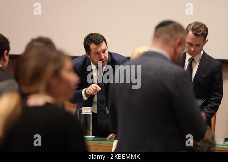 Matteo Salvini, der italienische Senator und Parteivorsitzende der Lega, halten während der Konferenz über „Neue Formen des Antisemitismus“ am 16. Januar 2020 in Sala Zuccari, Senat, Rom, Italien, eine Vorsprache. (Foto von Andrea Pirri/NurPhoto) Stockfoto