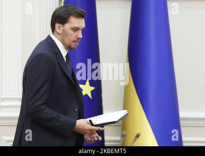 Der ukrainische Premierminister Oleksiy Hontscharuk trifft am 15. Januar 2020 im Ministerkabinett der Ukraine in Kiew, Ukraine, ein. Das ukrainische Ministerkabinett ernannte Oleksandr Novikov zum Leiter der Nationalen Agentur für Korruptionsprävention (Foto: Str/NurPhoto) Stockfoto