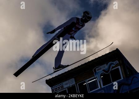 GEYER Luca aus Deutschland tritt am 10. Tag der Olympischen Jugend-Winterspiele Lausanne 2020 in Les Tuffes Nordic Center, Frankreich, am 19. Januar 2020 im Skisprung: Männer-Einzelwettbewerb an. (Foto von Dominika Zarzycka/NurPhoto) Stockfoto