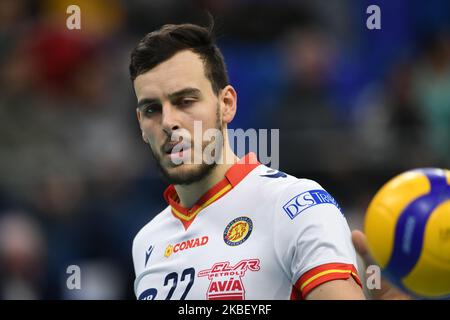 Der italienische Spieler Cavuto Oreste vom Team Consar Ravenna spielt during15. Turn von SuperLega Credem Banca Serie A von Allianz Powervolley Milano und Consar Ravenna (Foto: Andrea Diodato/NurPhoto) Stockfoto