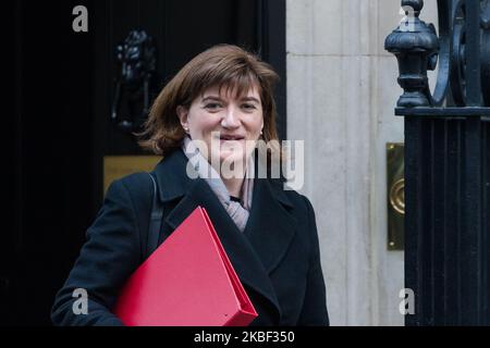 Die Staatssekretärin für Digital, Kultur, Medien und Sport, Baroness Nicky Morgan, nimmt am 21. Januar 2020 an einer wöchentlichen Kabinettssitzung in der Downing Street im Zentrum von London Teil. (Foto von Wiktor Szymanowicz/NurPhoto) Stockfoto