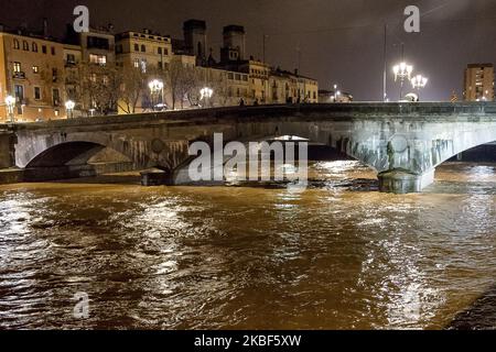 Affektionen und Überschwemmungen durch den Sturm Gloria mit dem Überlauf der Flüsse Tordera, Onyar und Ter im Gebiet von Girona, Katalonien, Spanien am 22. Januar 2020 (Foto: Miquel Llop/NurPhoto) Stockfoto