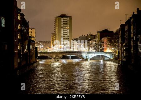 Affektionen und Überschwemmungen durch den Sturm Gloria mit dem Überlauf der Flüsse Tordera, Onyar und Ter im Gebiet von Girona, Katalonien, Spanien am 22. Januar 2020 (Foto: Miquel Llop/NurPhoto) Stockfoto