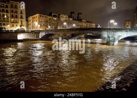 Affektionen und Überschwemmungen durch den Sturm Gloria mit dem Überlauf der Flüsse Tordera, Onyar und Ter im Gebiet von Girona, Katalonien, Spanien am 22. Januar 2020 (Foto: Miquel Llop/NurPhoto) Stockfoto