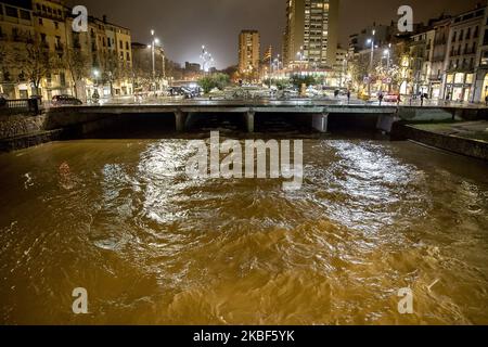 Affektionen und Überschwemmungen durch den Sturm Gloria mit dem Überlauf der Flüsse Tordera, Onyar und Ter im Gebiet von Girona, Katalonien, Spanien am 22. Januar 2020 (Foto: Miquel Llop/NurPhoto) Stockfoto