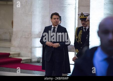 Der italienische Premier Giuseppe Conte trifft sich am 24. Januar 2020 mit dem US-Vizepräsidenten Mike Pence im Chigi Palace in Rom. (Foto von Christian Minelli/NurPhoto) Stockfoto