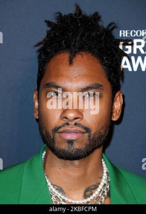 BEVERLY HILLS, LOS ANGELES, KALIFORNIEN, USA - 25. JANUAR: Miguel kommt zur Recording Academy und Clive Davis' Pre-GRAMMY Gala 2020, die am 25. Januar 2020 im Beverly Hilton Hotel in Beverly Hills, Los Angeles, Kalifornien, USA, stattfand. (Foto von Xavier Collin/Image Press Agency/NurPhoto) Stockfoto