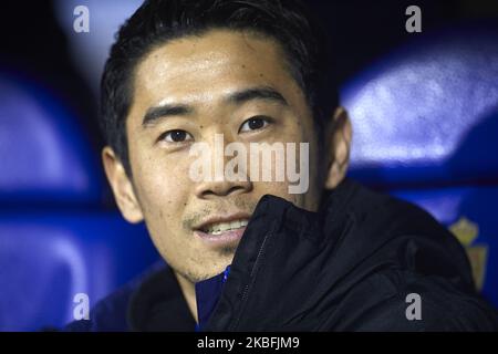 Shinji Kagawa von Real Zaragoza sitzt auf der Bank vor dem Liga-Smartbank-Spiel zwischen Real Zaragoza und CD Numancia in La Romareda am 25. Januar 2020 in Zaragoza, Spanien. (Foto von Jose Breton/Pics Action/NurPhoto) Stockfoto