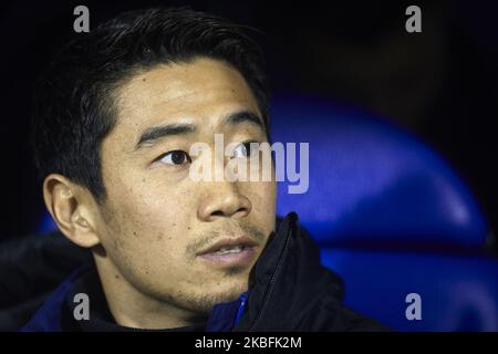 Shinji Kagawa von Real Zaragoza sitzt auf der Bank vor dem Liga-Smartbank-Spiel zwischen Real Zaragoza und CD Numancia in La Romareda am 25. Januar 2020 in Zaragoza, Spanien. (Foto von Jose Breton/Pics Action/NurPhoto) Stockfoto