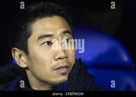 Shinji Kagawa von Real Zaragoza sitzt auf der Bank vor dem Liga-Smartbank-Spiel zwischen Real Zaragoza und CD Numancia in La Romareda am 25. Januar 2020 in Zaragoza, Spanien. (Foto von Jose Breton/Pics Action/NurPhoto) Stockfoto