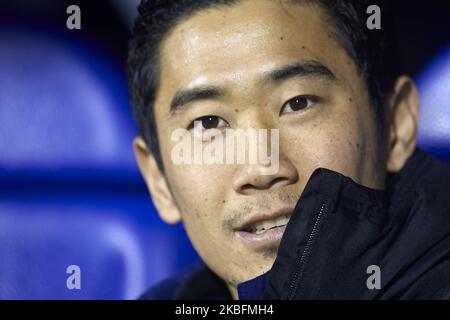 Shinji Kagawa von Real Zaragoza sitzt auf der Bank vor dem Liga-Smartbank-Spiel zwischen Real Zaragoza und CD Numancia in La Romareda am 25. Januar 2020 in Zaragoza, Spanien. (Foto von Jose Breton/Pics Action/NurPhoto) Stockfoto