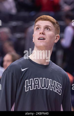 Kevin Huerter #3 von Atlanta Hawks sieht sich vor dem NBA-Spiel der Toronto Raptors vs Atlanta Hawks in der Scotiabank Arena am 28. Januar 2020 in Toronto, Kanada, an. Toronto Raptors gewann 130:114. (Foto von Anatoliy Tscherkasov/NurPhoto) Stockfoto