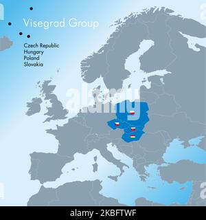 Visegrd Group Agreement map and Flags, Europe, Vektordatei, Illustration Stock Vektor