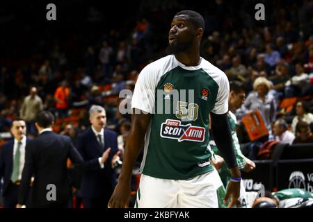 Ben Bentil von Panathinaikos vor dem EuroLeague-Spiel der Turkish Airlines zwischen Valencia Basket und Panathinaikos am 31. Januar 2020 in der La Fonteta Arena. (Foto von Jose Miguel Fernandez/NurPhoto) Stockfoto