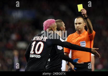 Der brasilianische Stürmer Neymar von Paris Saint-Germain während des französischen Fußballspiels L1 zwischen Paris Saint-Germain (PSG) und Montpellier Herault SC im Stadion Parc des Princes in Paris am 1. Februar 2020. (Foto von Mehdi Taamallah/NurPhoto) Stockfoto