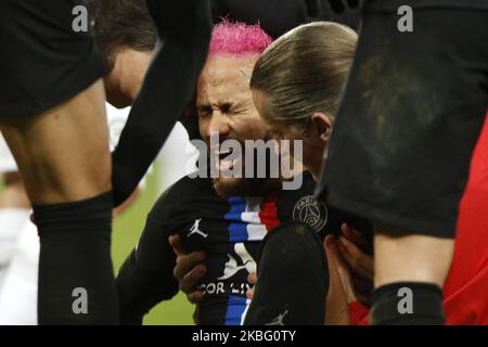 Der brasilianische Stürmer Neymar von Paris Saint-Germain während des französischen Fußballspiels L1 zwischen Paris Saint-Germain (PSG) und Montpellier Herault SC im Stadion Parc des Princes in Paris am 1. Februar 2020. (Foto von Mehdi Taamallah/NurPhoto) Stockfoto