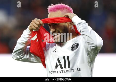 Der brasilianische Stürmer Neymar von Paris Saint-Germain während des französischen Fußballspiels L1 zwischen Paris Saint-Germain (PSG) und Montpellier Herault SC im Stadion Parc des Princes in Paris am 1. Februar 2020. (Foto von Mehdi Taamallah/NurPhoto) Stockfoto
