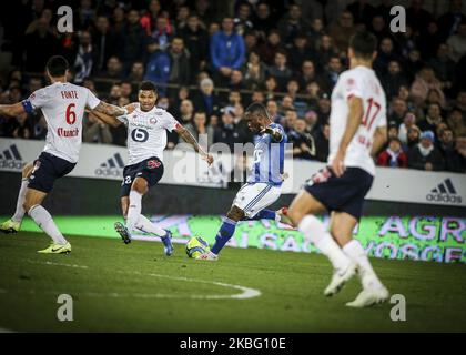 Majeed Waris während des französischen Fußballspiels L1 zwischen Straßburg (RCSA) und Lille (LOSC) am 1. Februar 2020 im Stadion Meinau in Straßburg, Ostfrankreich (Foto: Elyxandro Cegarra/NurPhoto) Stockfoto