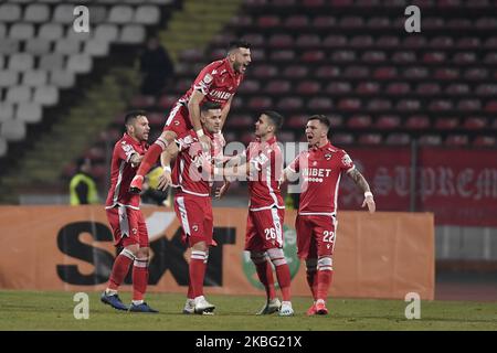 Ricardo Grigore von Dinamo Bukarest feiert am 1. Februar 2020 im Stadion Dinamo in Bucurest im Rahmen des Spiels der Rumänischen Liga 1, der 23. Runde zwischen Dinamo Bukarest und Astra Giurgiu. (Foto von Alex Nicodim/NurPhoto) Stockfoto