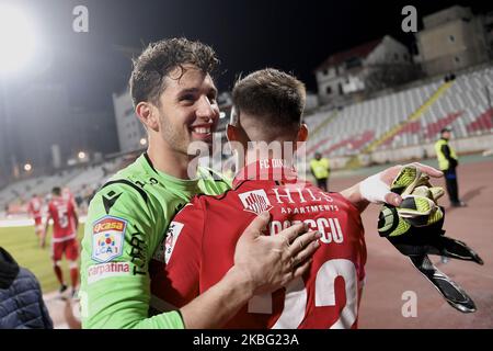 Riccardo Piscitelli von Dinamo Bukarest reagiert während des Spiels der Rumänischen Liga 1, Runde 23 zwischen Dinamo Bukarest und Astra Giurgiu im Stadion Dinamo, in Bucurest am 1. Februar 2020. (Foto von Alex Nicodim/NurPhoto) Stockfoto