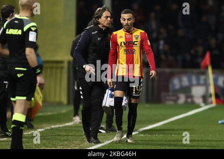 Filippo Inzaghi (Benevento Calcio), Roberto Insigne (Benevento Calcio) während des Derby-Fußballspiels der italienischen Serie B zwischen Benevento Calcio und US Salernitana im Stadion Ciro Vigorito in Benevento, Italien am 2. Februar 2020 (Foto: Paolo Manzo/NurPhoto) Stockfoto