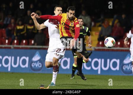 Marco Sau (Benevento Calcio) während des Derby-Fußballspiels der italienischen Serie B zwischen Benevento Calcio und US Salernitana im Stadion Ciro Vigorito in Benevento, Italien am 2. Februar 2020 (Foto: Paolo Manzo/NurPhoto) Stockfoto