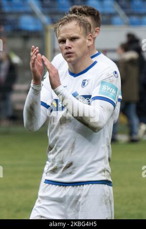 Sören Bertram von 1. FC Magdeburg nach dem 3. Bundesliga-Spiel zwischen SV Waldhof Mannheim und 1. FC Magdeburg am 02. Februar 2020 im Carl-Benz-Stadion in Mannheim. (Foto von Peter Niedung/NurPhoto) Stockfoto