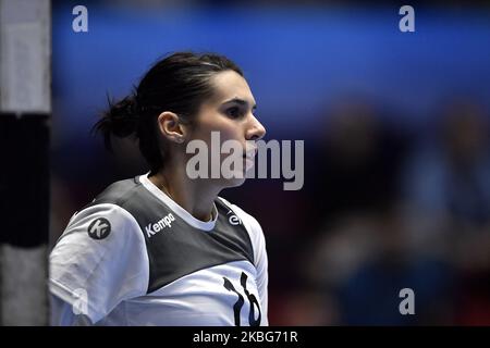 Denisa Dedu von CSM Bukarest reagiert während des EHF Champions League-Spiels der Frauen zwischen CSM Bukarest und Metz Handbal am 2. Februar 2020 in Bukarest, Rumänien. (Foto von Alex Nicodim/NurPhoto) Stockfoto