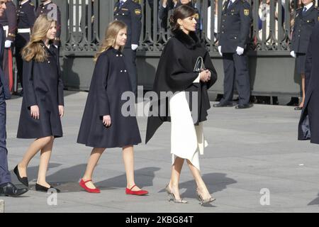 Die Inzess Leonor von Spanien, Königin Letizia von Spanien und Prinzessin Leonor von Spanien nehmen an der feierlichen Eröffnung der Legislaturperiode 14. im spanischen Parlament am 03. Februar 2020 in Madrid, Spanien, Teil. (Foto von Oscar Gonzalez/NurPhoto) Stockfoto