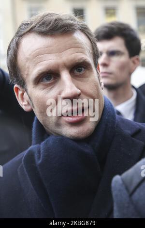 Der französische Präsident Emmanuel Macron bei seinem Besuch in Krakau, Polen, am 4.. Februar 2020. (Foto von Beata Zawrzel/NurPhoto) Stockfoto