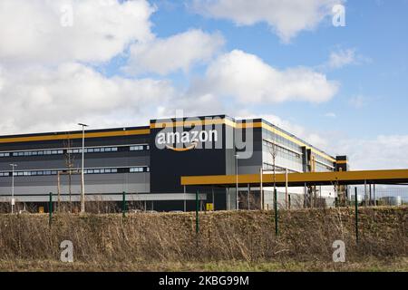 Bretigny-sur-Orge, Frankreich, 28. Januar 2020. Das neue Vertriebszentrum von Amazon in Bretigny-sur-Orge wurde im Oktober 2019 eingeweiht. (Foto von Emeric Fohlen/NurPhoto) Stockfoto