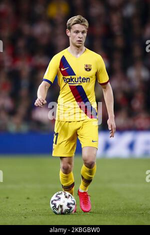 21 Frenkie De Jong aus den Niederlanden des FC Barcelona beim spanischen King Cup-Spiel zwischen dem Athletic Club de Bilbao und dem FC Barcelona am 06. Februar 2020 im Stadion San Mames in Bilbao, Spanien. (Foto von Xavier Bonilla/NurPhoto) Stockfoto