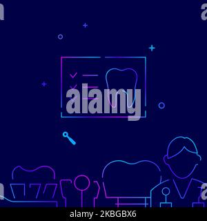 Symbol für die Gradientenlinie für den Zahn-Schnappschuss, einfache Abbildung auf dunkelblauem Hintergrund, YYY-bezogener unterer Rand. Stockfoto