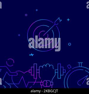 Ziel, Symbol für Zielerreichungsgradienten, einfache Illustration auf dunkelblauem Hintergrund, taugliches Unterteil. Stockfoto