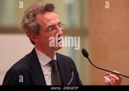 Der italienische Minister für Universität und Forschung, Gaetano Manfredi, während seiner Rede auf der Konferenz des Europäischen Parlaments am 7. Februar 2020 in Rom (Foto: Andrea Pirri/NurPhoto) Stockfoto