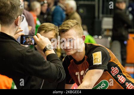 Timo Kastening von die Recken nach dem LIQUI MOLY HBL zwischen SC Magdeburg und TSV Hannover-Burgdorf in der GETEC-Arena am 06. Februar 2020 in Magdeburg. (Foto von Peter Niedung/NurPhoto) Stockfoto