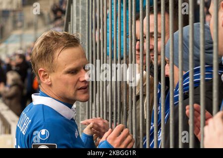 Sören Bertram aus Magdeburg sieht nach dem Gewinn der 3 niedergeschlagen aus. Bundesliga-Spiel zwischen 1. FC Magdeburg und SV Meppen in der MDCC-Arena am 08. Februar 2020 in Magdeburg. (Foto von Peter Niedung/NurPhoto) Stockfoto