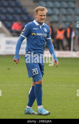 Sören Bertram von Magdeburg während des 3. Bundesliga-Spiel zwischen 1. FC Magdeburg und SV Meppen in der MDCC-Arena am 08. Februar 2020 in Magdeburg. (Foto von Peter Niedung/NurPhoto) Stockfoto