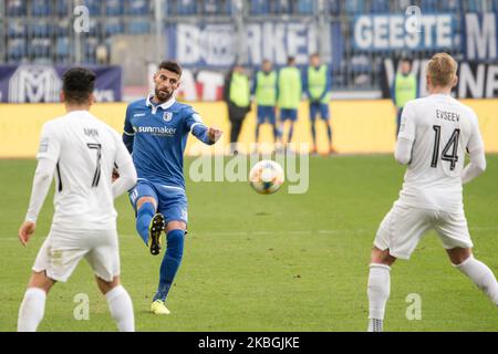 Jürgen Gjassula von Magdeburg im Jahr 3. Bundesliga-Spiel zwischen 1. FC Magdeburg und SV Meppen in der MDCC-Arena am 08. Februar 2020 in Magdeburg. (Foto von Peter Niedung/NurPhoto) Stockfoto